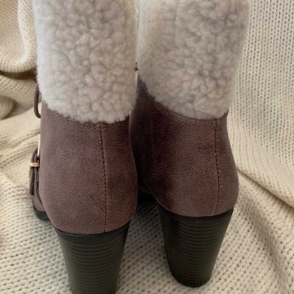 Lace Up Faux Leather & Sheep Fur Booties - Picture 3 of 4